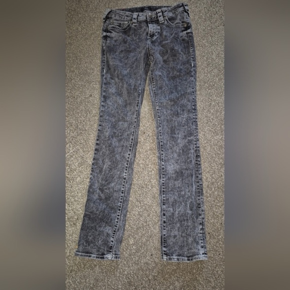 True Religion Billi Mid Rise Straight Leg Gray Jeans Sz.27